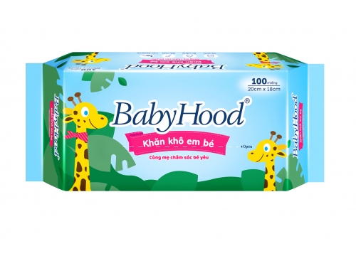 BABYHOOD BABY DRY TOWELS 100 PIECES